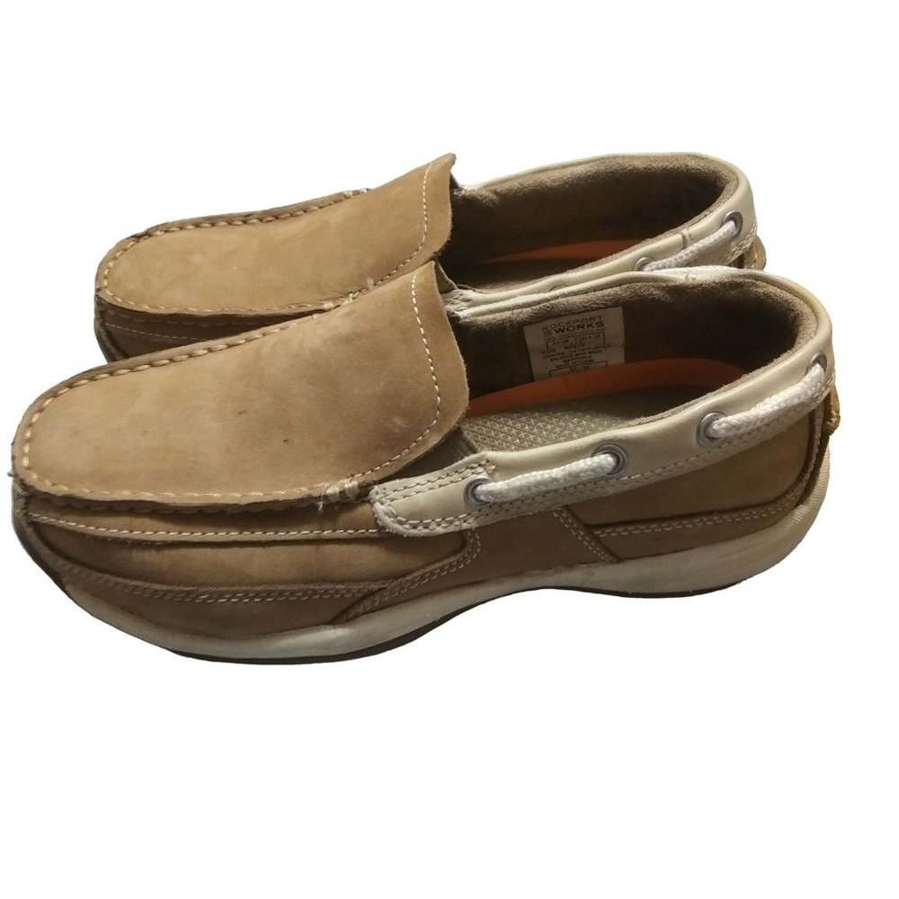 Rockport works women's size 6 tan brown leather loafer boat shoes
